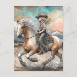 Cowgirl on a Pinto Postcard