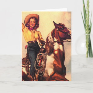 Cowgirl on Her Horse Card