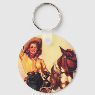 Cowgirl on Her Horse Key Ring