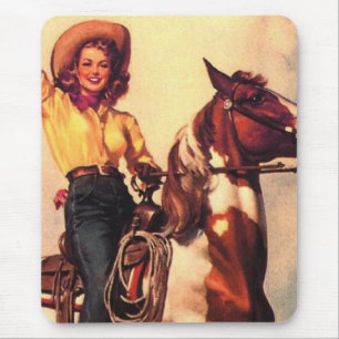 Cowgirl on Her Horse Mouse Mat