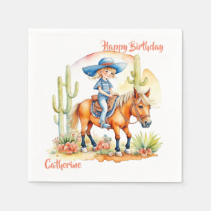 Cowgirl on Horse Personalized Name and Occasion  Napkin