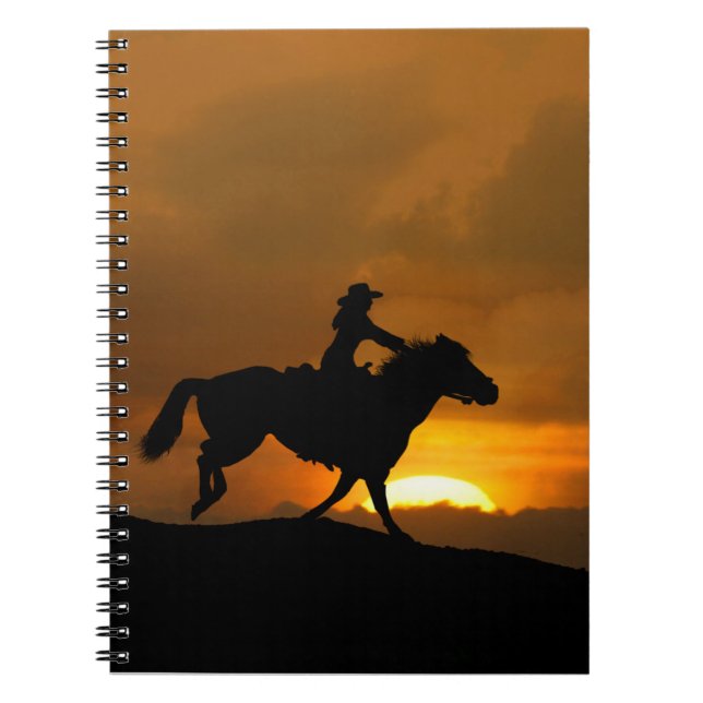 Cowgirl on Horse Running Country Western Notebook (Front)