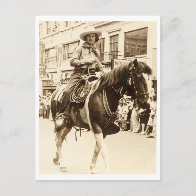 Cowgirl on Horse Vintage 1930s Postcard (Front)