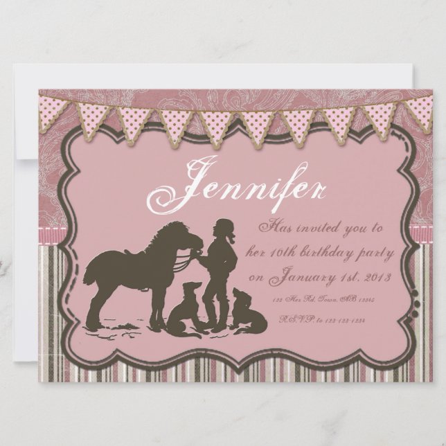 Cowgirl on Pink Invitation (Front)