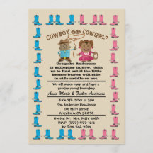 Cowgirl or Cowboy Gender Reveal Party Invitation
