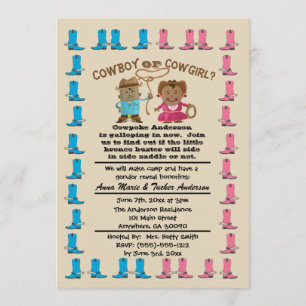 Cowgirl or Cowboy Gender Reveal Party Invitation