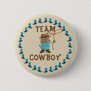Cowgirl or Cowboy Gender Reveal Team Button