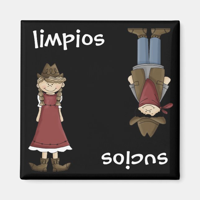Cowgirl or Cowboy - Spanish en Español Dishwasher Magnet (Front)