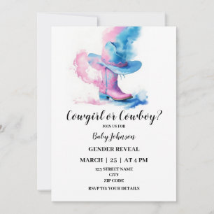 Cowgirl or Cowboy western gender reveal invitation