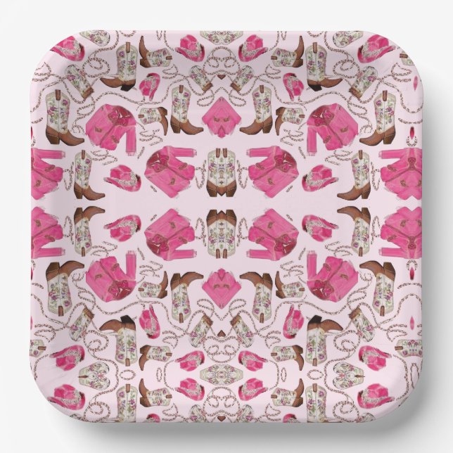 cowgirl pattern style paper plate (Front)