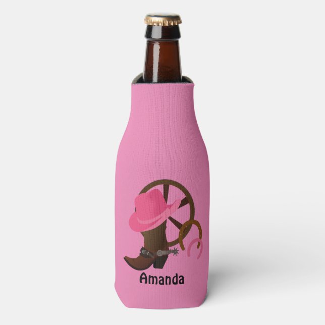 Cowgirl Personalised Bottle Cooler (Bottle Front)