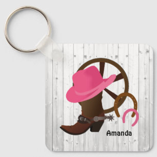 Cowgirl Personalised Rustic Key Ring
