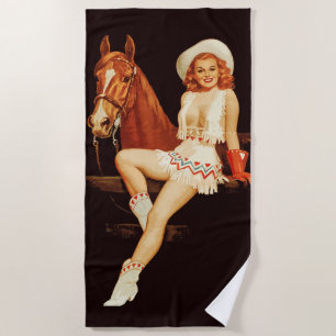 Cowgirl Pin-Up                                     Beach Towel