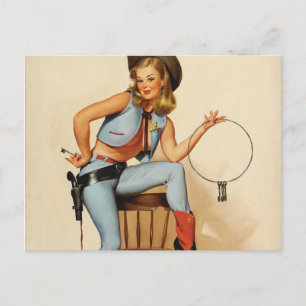 Cowgirl Pin-up Girl Postcard