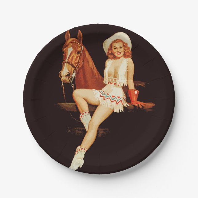 Cowgirl Pin-Up                                     Paper Plate (Front)