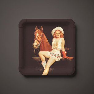 Cowgirl Pin-Up Paper Plate