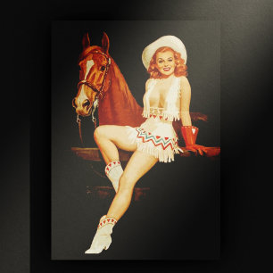 Cowgirl Pin-Up Postcard