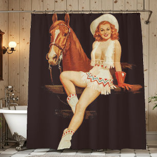 Cowgirl Pin-Up Shower Curtain