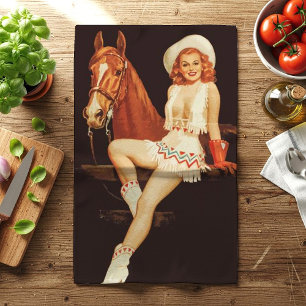 Cowgirl Pin-Up Tea Towel