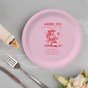 Cowgirl Pink Aged to Perfection Birthday Party  Paper Plate