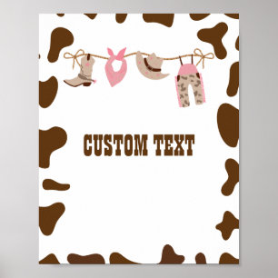 Cowgirl Pink Baby Shower Custom Sign