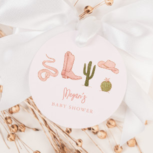 Cowgirl Pink Baby Shower Favour Tags