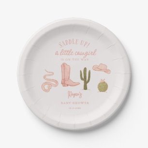 Cowgirl Pink Baby Shower Paper Plate