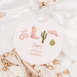 Cowgirl Pink Birthday Party 1st Rodeo Favour Tags