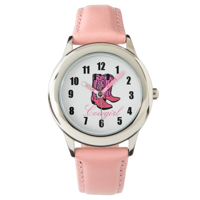 Cowgirl Pink Boots Watch (Front)