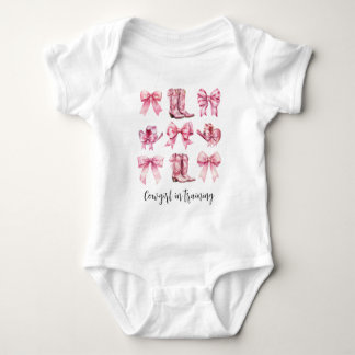 Cowgirl Pink Bows Coquette Aesthetic Baby Bodysuit