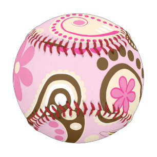 Cowgirl Pink Brown Paisley Flowers Country Texas Baseball