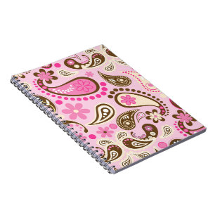 Cowgirl Pink Brown Paisley Flowers Country Texas Notebook