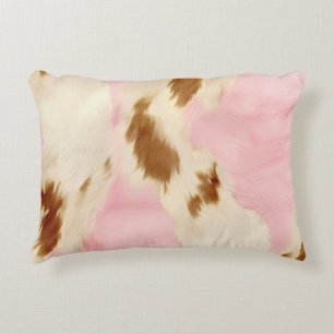 Cowgirl Pink Cream Brown Cowhide Decorative Cushion