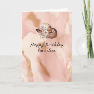 Cowgirl Pink Cream Brown Cowhide Hat & Boots Card
