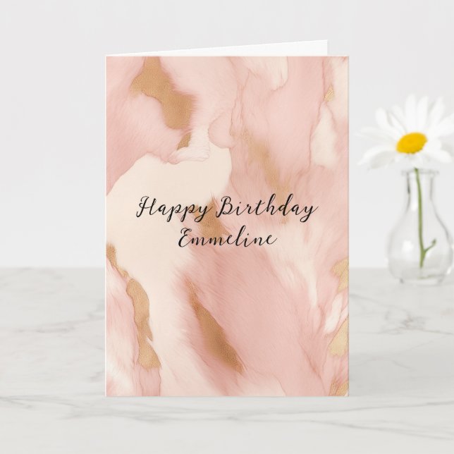 Cowgirl Pink Cream Brown Gold Cowhide  Card (Small Plant)