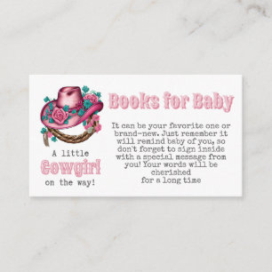 Cowgirl Pink Floral Book for Baby Shower Game Enclosure Card
