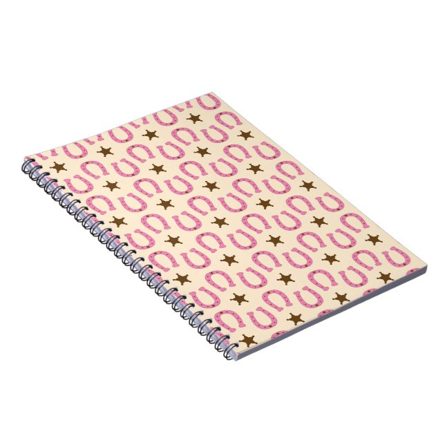 Cowgirl Pink Horseshoe Sheriff Star Country Texas Notebook (Right Side)