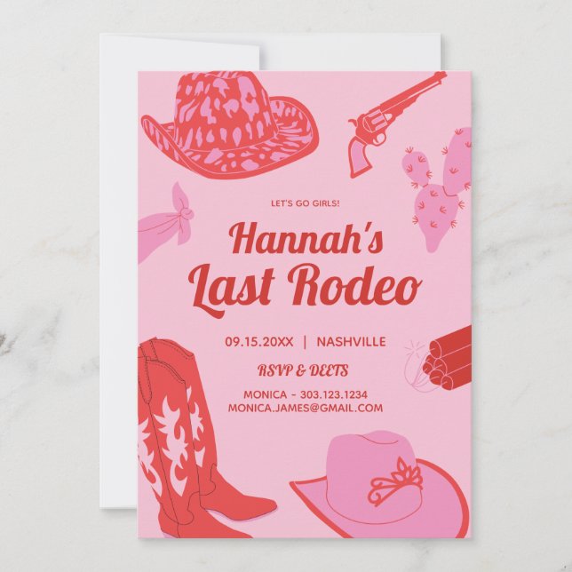 Cowgirl Pink Last Rodeo Bachelorette Invitation (Front)