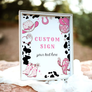 Cowgirl pink Rodeo birthday Custom sign