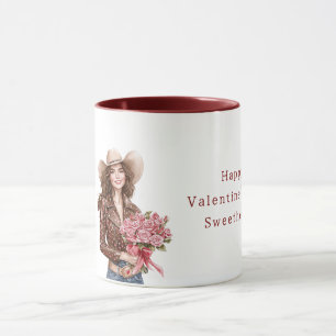 Cowgirl Pink Roses Valentine's Day Mug