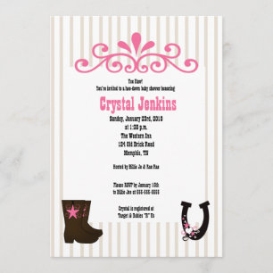 Cowgirl Pink Trendy Cowboy Boot Country Invitation