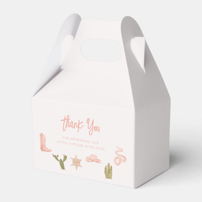 Cowgirl Pink Western Baby Shower Favour Box (Front Side)
