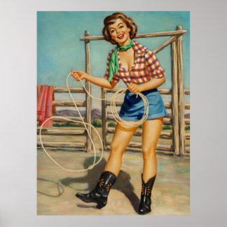 Cowgirl Pinup Vintage Art Poster