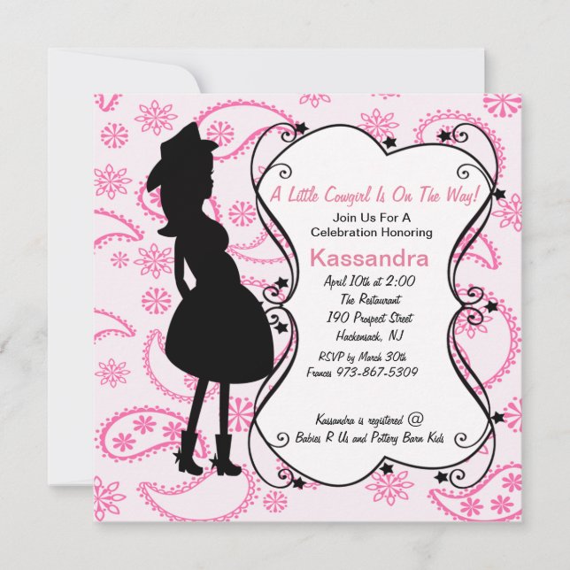 Cowgirl Pregnant Mama to Be Baby Shower Invitation (Front)