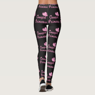 Cowgirl Princess Rope Text With Pink Hat Leggings