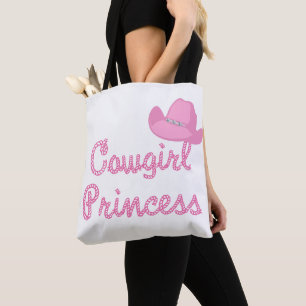 Cowgirl Princess With Pink Cowboy Hat Tote BAg