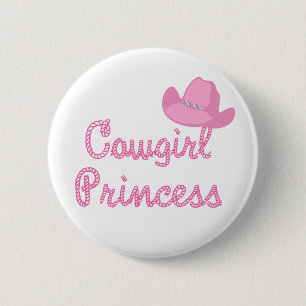 Cowgirl Princess With Pink Hat 6 Cm Round Badge