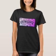 Cowgirl Purple Blue Flowers Curved Text