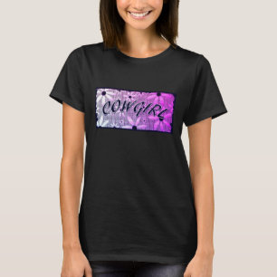 Cowgirl Purple Blue Flowers Curved Text T-Shirt