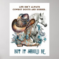 Cowgirl quote horse cowboy boots hat floral